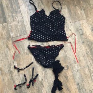 Black with white polka dot lingerie